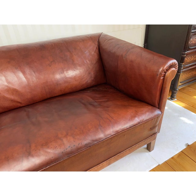 1920s Sofa and Armchairs in Leather Uphostestery, 1920s, Set of 3 For Sale - Image 5 of 18