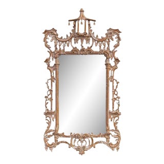 1970s Italian LaBarge Chinese Chippendale Carved Wood Pagoda Mirror For Sale