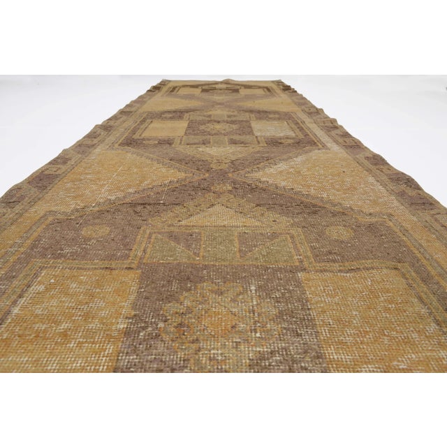 1940s 1940's Vintage Turkish Hand-Knotted Runner-3'7" X 12'5" For Sale - Image 5 of 13