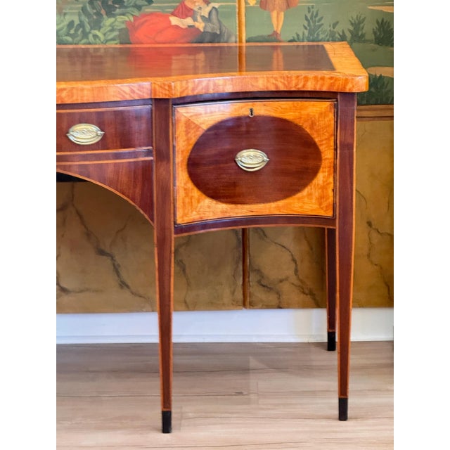 Early 19th C. English Hepplewhite Mahogany and Satinwood Sideboard For Sale - Image 4 of 15