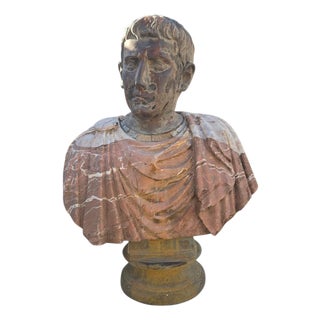 Roman Emperor Bust, 20th Century, Polychrome Marblle For Sale