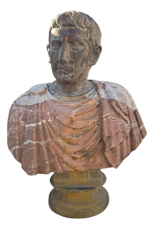 Roman Emperor Bust, 20th Century, Polychrome Marblle