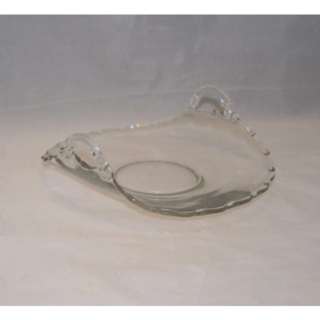 Glass Mid Century Fostoria Glass Century Pattern Hand Crafted Clear Double Handle Curved Serving Plate For Sale - Image 7 of 7