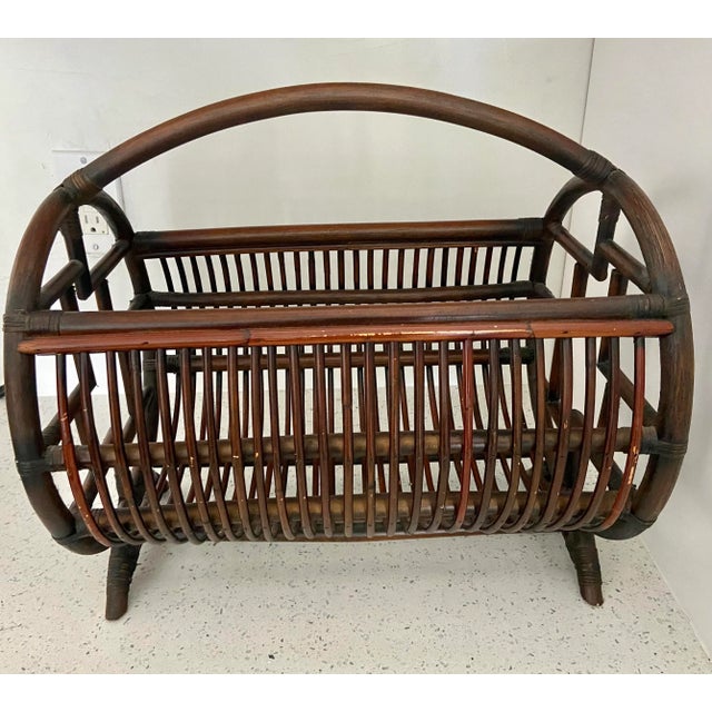 Chinoiserie Vintage Bentwood Brighton Pavilion Chinese Chippendale Bamboo Storage Catch-All For Sale - Image 3 of 9
