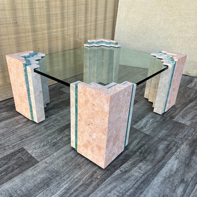 Postmodern Maitland Smith Style Tessellated Mactan Stone Coffee Table. Circa 1980s For Sale - Image 12 of 17