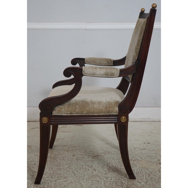 Traditional Set of 8 Henkel Harris Model 106 Mahogany & Brass Dining Chairs For Sale - Image 3 of 18