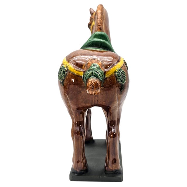 Tang Style Sancai Glaze Ceramic War Horse Sculpture, 12.5" For Sale - Image 12 of 15