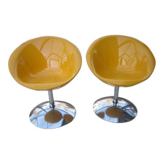 1970s Vintage Space Age Half Egg Chairs with Chrome Pedestal Bases From 1970s For Sale