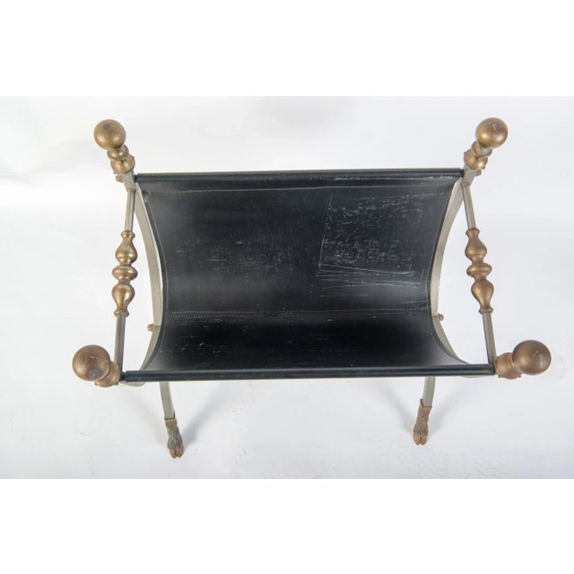 1960s Steel, Brass & Leather Maison Jansen Style Magazine Stand For Sale - Image 5 of 11