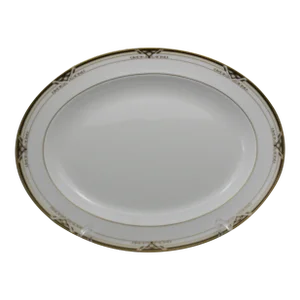 Vintage Doulton English Bone China Dumont Pattern Large Gold Accented Oval Serving Platter