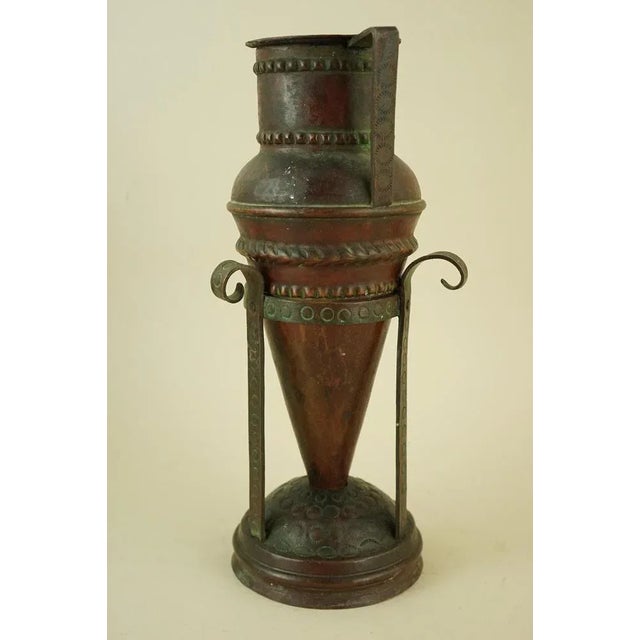 20th Century Art Deco Pointed Amphora Vase with Copper Stand attributed to Claudius Linossier, France, 1930s, Set of 2 For Sale - Image 6 of 18