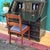 Brown Early 20th Century Duncan Phyfe Style Rose Carved Mahogany Side Chair Blue Gingham For Sale - Image 8 of 9