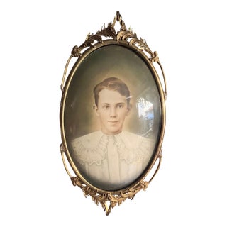 Antique Victorian Portrait of a Boy With Ruffle Shirt For Sale
