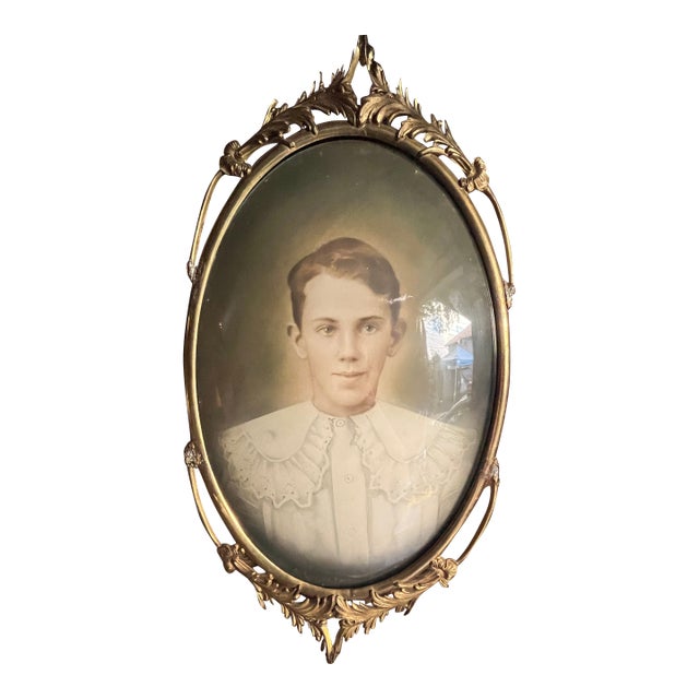 Antique Victorian Portrait of a Boy With Ruffle Shirt For Sale