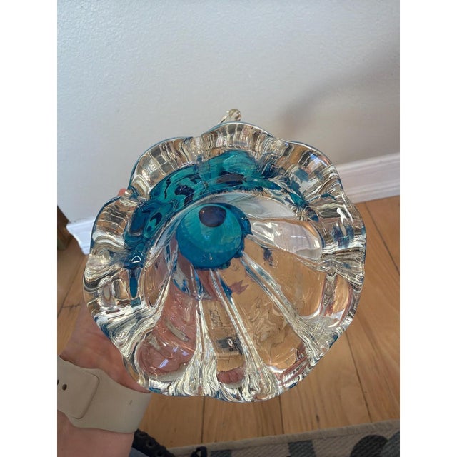 Large 18 in Mid Century Murano Glass crane heron circa 1950 By Fratelli Toso For Sale - Image 4 of 11