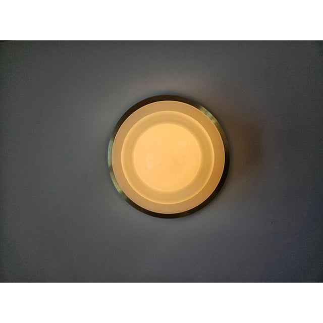 Metal Art Deco Brass and Milk Glass Flush Mount by Franta Anyz, 1930s For Sale - Image 7 of 15