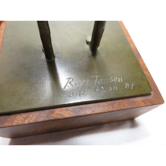 Signed Ray Jensen Bronze Modernist Art Sculpture ~ Figure W/ Child ~ Pacific Northwest For Sale - Image 10 of 16