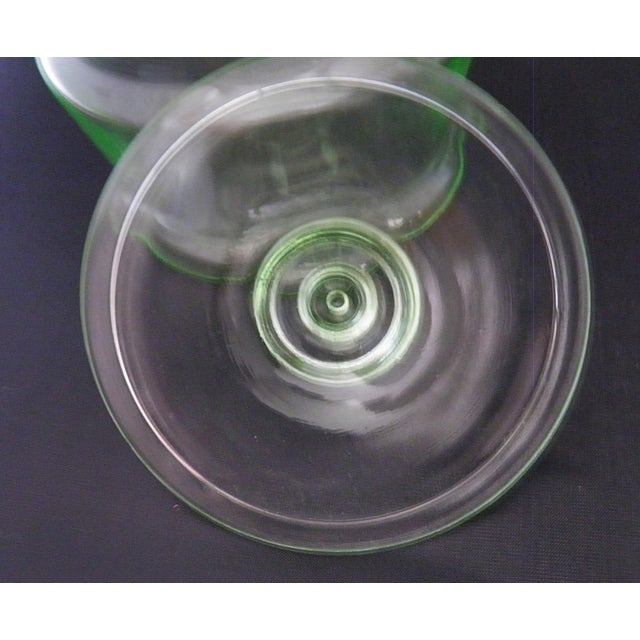 Antique Art Deco Dunbar Green Uranium Glass Pitcher 6 Tumblers Large 8pc Set For Sale - Image 18 of 18