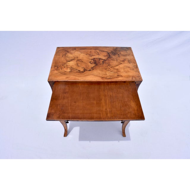 Mid-Century Modern Italian Oyster Burl Two Drawer Small Chest / Side Table For Sale - Image 3 of 11