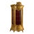 Large French Baroque Style Display Cabinet – Gold Leaf Glass Curio Vitrine With Burgundy Velvet Interior For Sale
