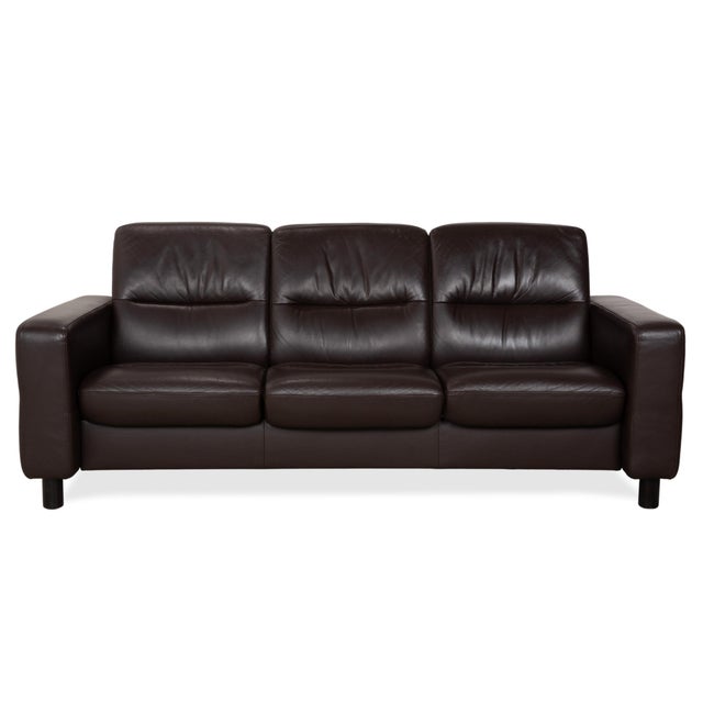 Wave Leather Three-Seater in Brown Espresso from Stressless, Set of 2 For Sale - Image 17 of 18