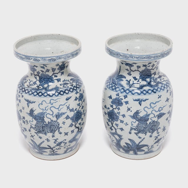 Chinese Blue and White Qilin Vase For Sale - Image 12 of 12