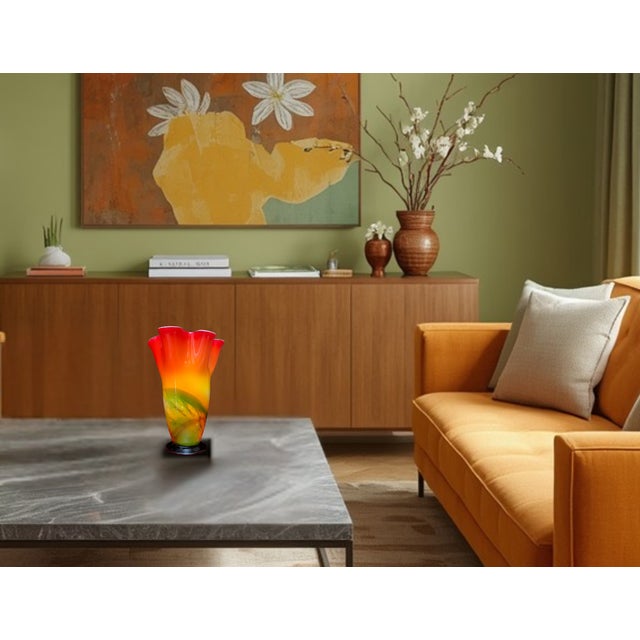 Murano Sunburst of Colors Art Glass Fazzoletto Vase For Sale - Image 13 of 18