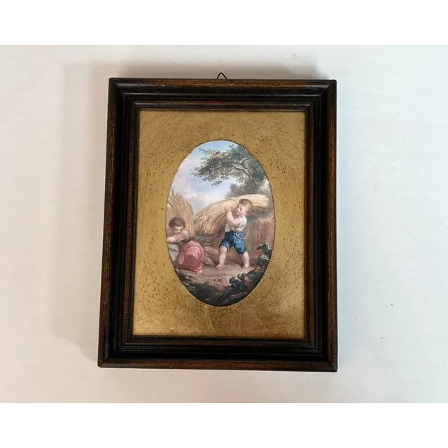 Vintage Victorian Style Framed Wall Panels Depicting Children & Seasons, Italy, 1970, Set of 2 For Sale - Image 4 of 8