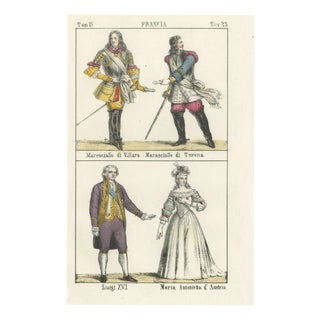 Marshals Villars and Turenne with Louis XVI and Marie Antoinette, 1842, Paper For Sale