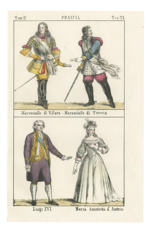 Marshals Villars and Turenne with Louis XVI and Marie Antoinette, 1842, Paper