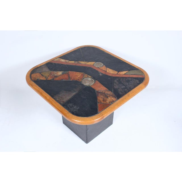 V. Ramburrem African Slate, Brass & Wood Occasional Table, 1980's For Sale - Image 10 of 18