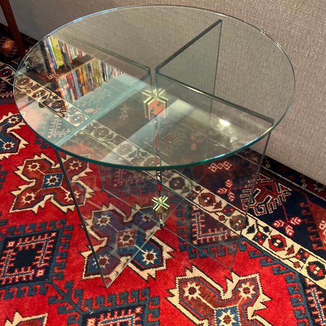 Late 20th Century Vintage Glass End Table by Leon Rosen Chairish