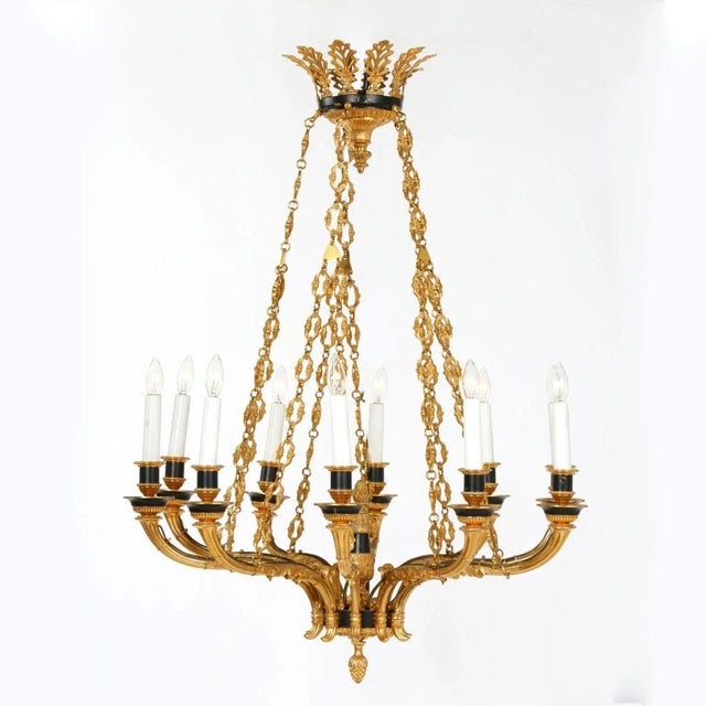 French Empire Style Gilt Bronze Ten Armed Chandelier For Sale - Image 9 of 10
