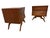 Elevate your bedroom with this stunning pair of vintage 1960s Mid-Century Modern walnut nightstands, beautifully...