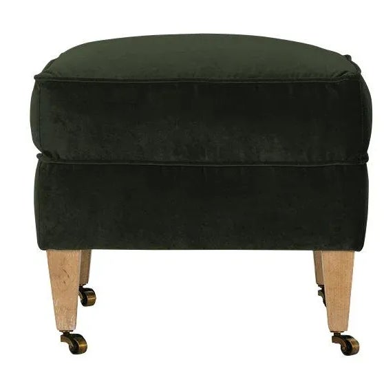 Contemporary Alcott Ottoman, Emerald Velvet For Sale - Image 3 of 8