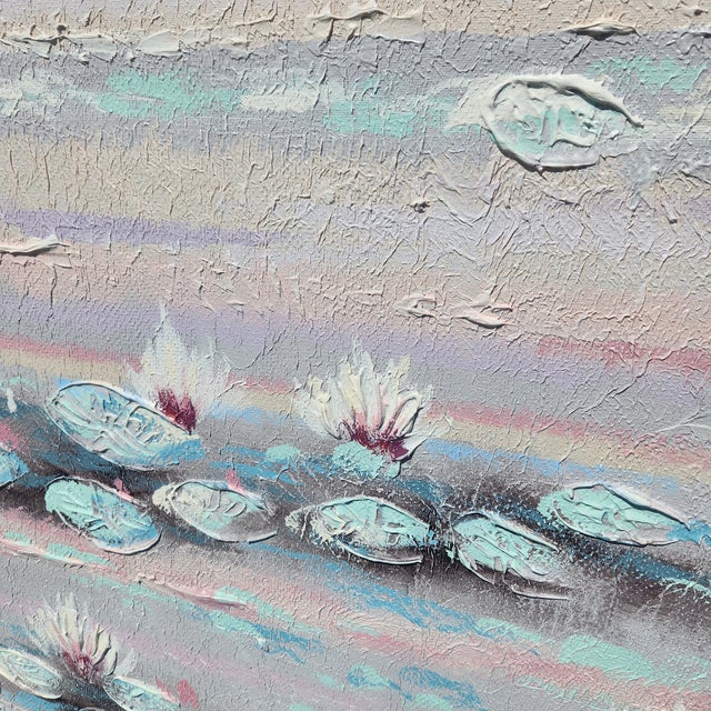 Vintage Windsor Art / Graphic Expressions “Lily Pond” textured painting, retaining its original manufacturer and...