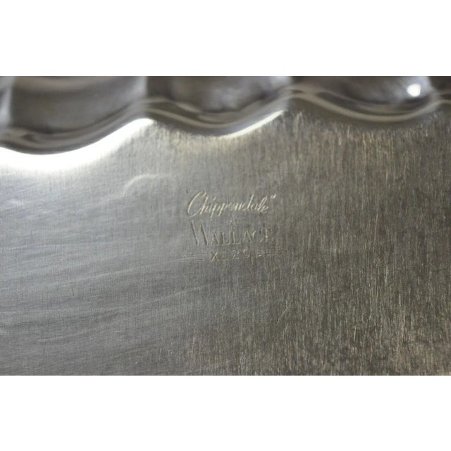 Chippendale by Wallace X 120 Silver Plate 16" Square Shell Platter Tray on Feet For Sale - Image 10 of 13