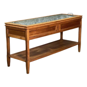 Large French Console Table or Planter of Cherrywood With Metal Liner