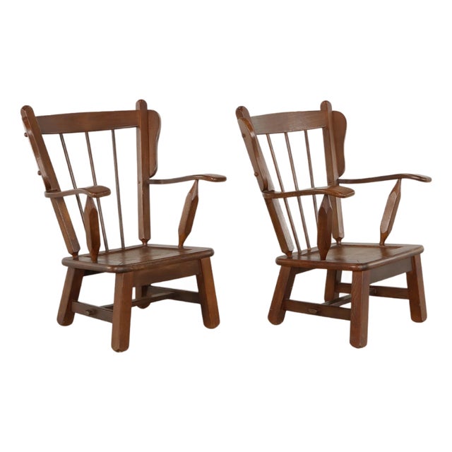 1950s Modernist Windsor Armchairs in the Style of Herman De Vries - Pair For Sale