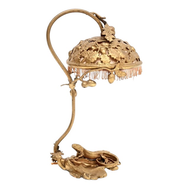 Antique French Art Nouveau Bronze Desk Lamp, 1890 For Sale