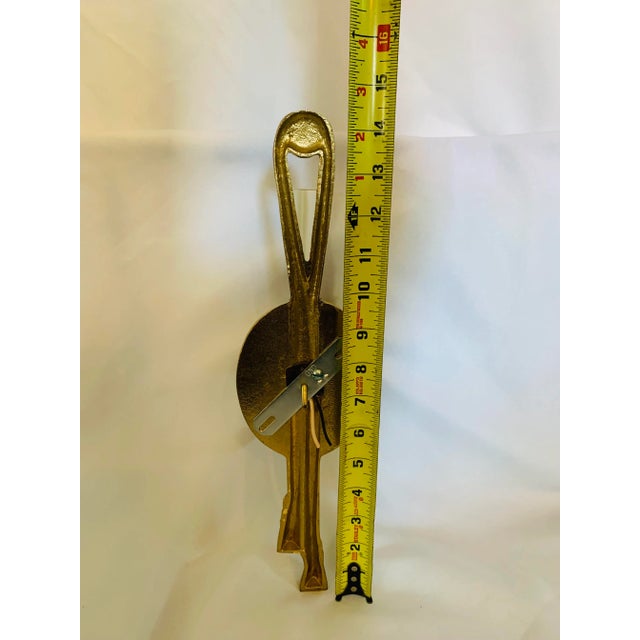 Gilt Brass Tole Rope & Tassel Wall Sconce Salvaged From Foundry Showroom For Sale - Image 9 of 12