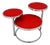 Red Coffee Table with Glass Tops and Chromed Steel Frame, 1970s For Sale