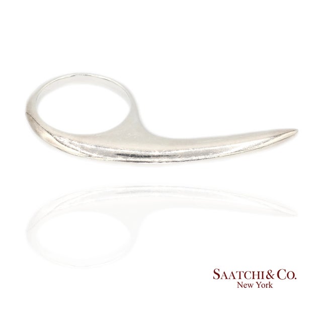 Jovana Djuric Hand-Carved Sterling Silver (950) Large Slice Ring, Size 9.5 For Sale - Image 4 of 8