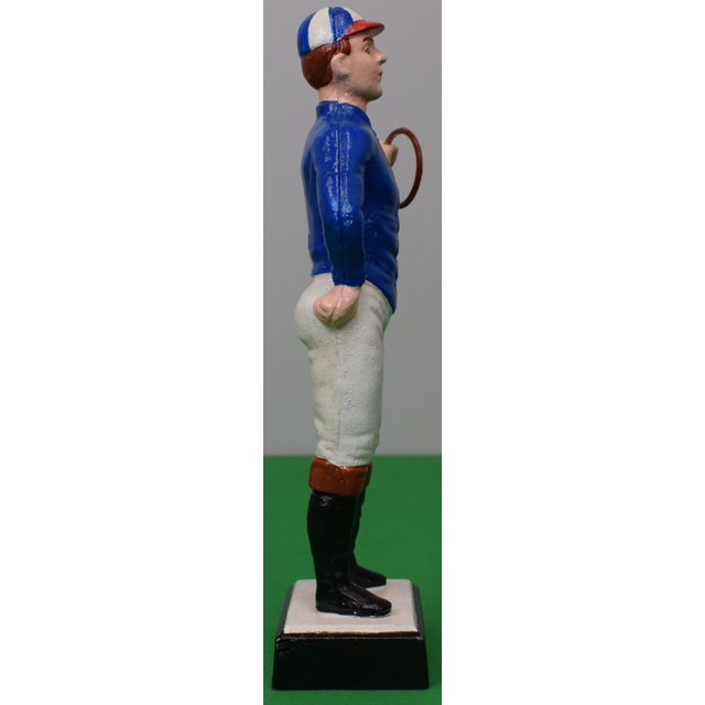 "21" Club Style Cast Iron Jockey Figurine- Blue For Sale - Image 4 of 6