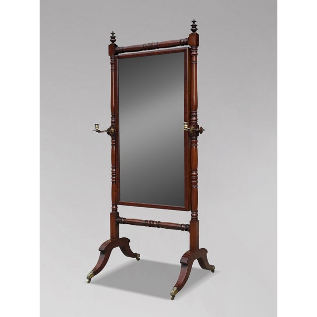 Brown Early 19th Century Regency Mahogany Cheval Mirror, 1820s For Sale - Image 8 of 13