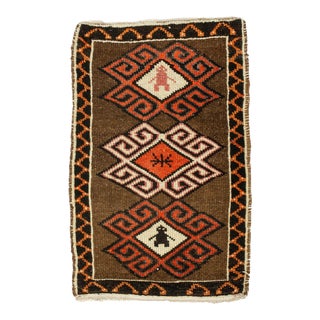 Vintage Mid Century Mini Turkish Rug For Sale