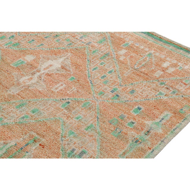 Rug & Kilim’s Moroccan Style Rug in Orange With Blue and Green Geometric Pattern For Sale In New York - Image 6 of 8