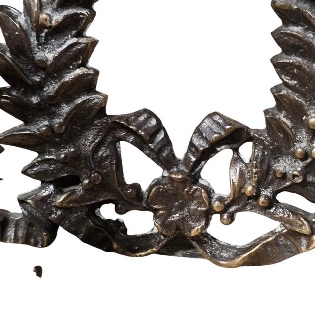 Neoclassical Laurel Garland Cast Bronze Bookends, Empire Style, 9.5" For Sale - Image 15 of 17