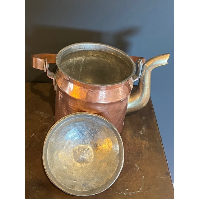 Copper 19th Century Hand-Hammered Copper & Brass Dovetail Tea Kettle For Sale - Image 8 of 8