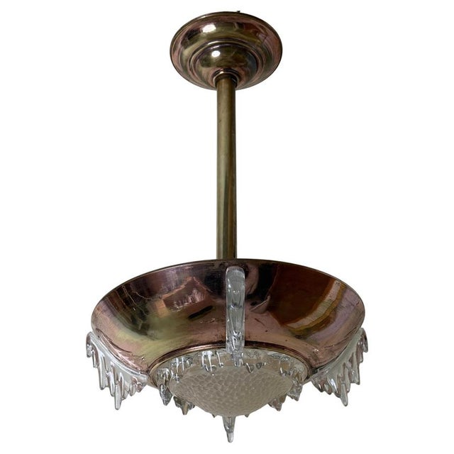 Art Deco French Ice Glasss and Icicles Chandelier by Ezan, 1930s For Sale - Image 15 of 15